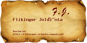 Flikinger Jolánta névjegykártya
